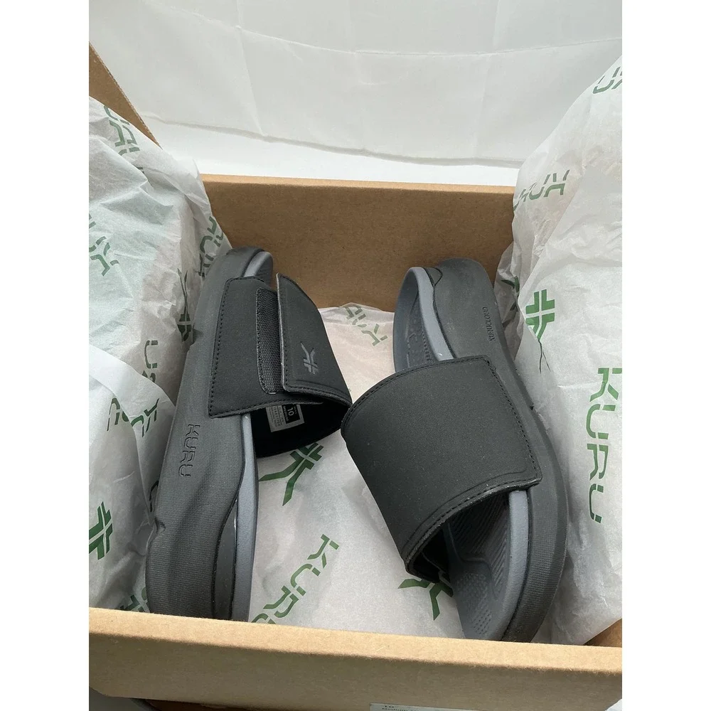 KURU KURUCLOUD Mens Slide Sandals Black Charcoal Orthopedic Comfort‎ Size 10